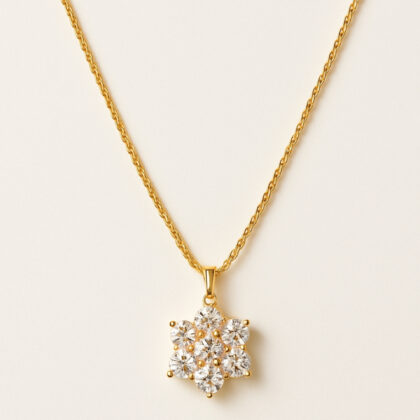 Safa Glame Gold Floral Crystal Pendant Necklace