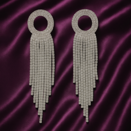 Statement Long Tassel Earrings – Sparkling Crystal Dangle Jewelry