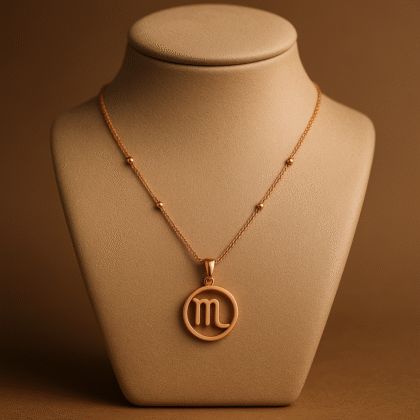 Scorpio Zodiac Pendant Necklace & Stud Earrings Set – Rose Gold Finish